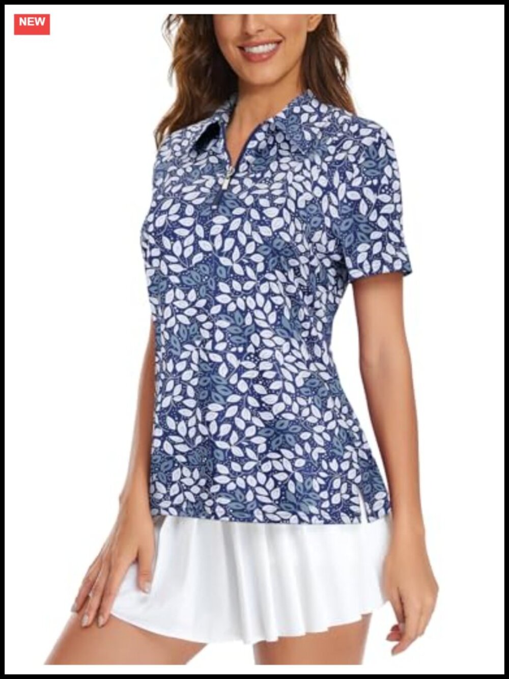 Women's UPF50 Golf Polo Shirt 1/4 Zip Short Sleeve Sun Protection Athletic